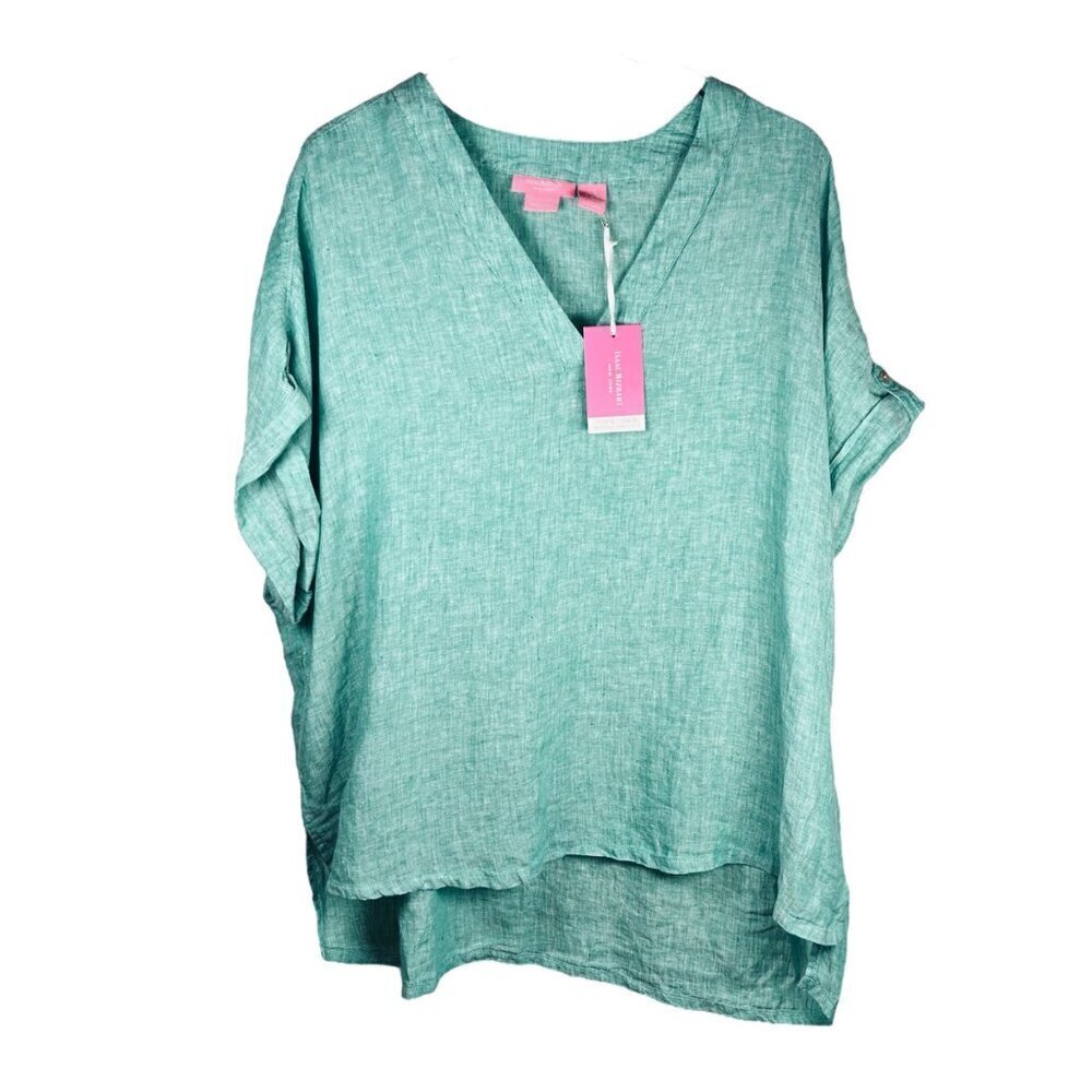 Isaac Mizrahi Linen Tunic Size 2X Green Travel Coastal